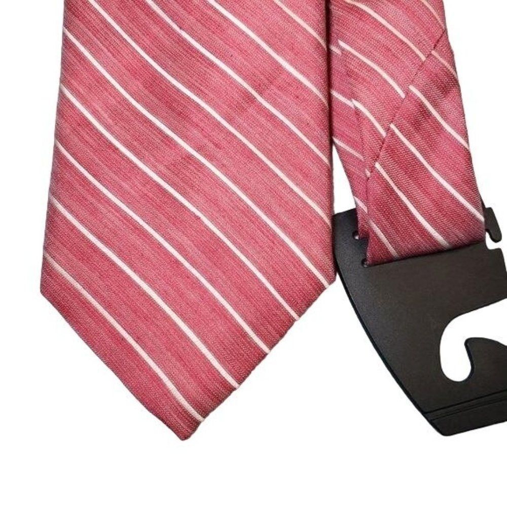 Altea Milano Italian Flax Silk Blend Pink Pin-Stripe Mens Designer Neck Tie‎ - Picture 2 of 8